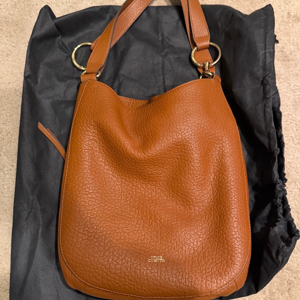 Vince Camuto Tan Leather Shoulder Bag